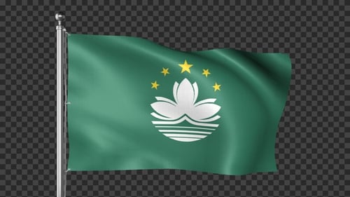 Realistic Macau Flag Waving Animation with Alpha Channel