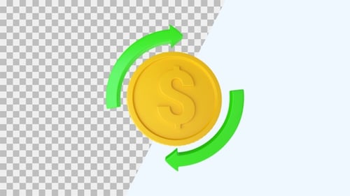 Money Flow 3D Animation | Alpha Channel