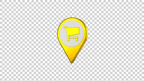 Sleek 3D Shopping Cart Map Pin Location Icon Animation