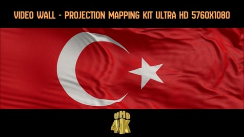 Waving Turkish Flag Animated Background for Video Wall