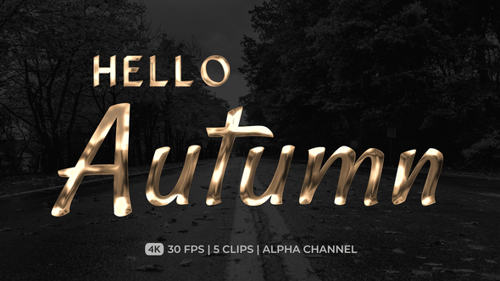 Hello Autumn Golden Text Title Animations Pack