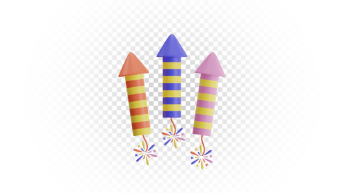 Colorful 3D Fireworks Rocket Launch Animation