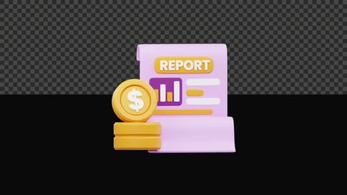 3D Finance Report Animation Alpha Channel