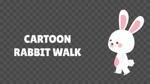 Cute White Rabbit Walking Loop Animation