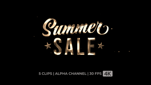 Golden Metallic Summer Sale Title Animation with Stars