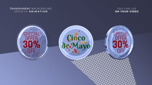3D Rotating Coin Badge with Promotion and Cinco de Mayo Graphics