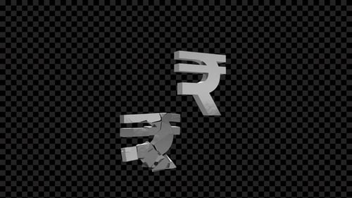 3D Animated Indian Rupee Symbol Shattering