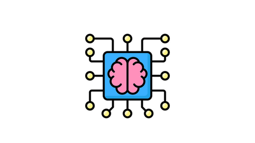 Animated Flat Design AI Brain Chip Icon