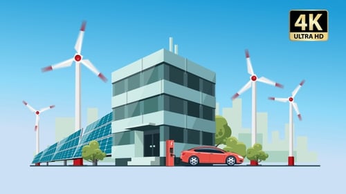 Green Energy City Animation 4K