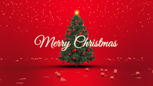 Merry Christmas Tree Growing and Decorating Animation