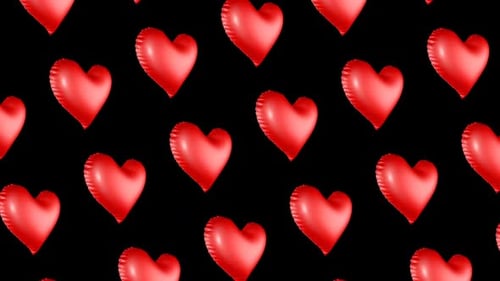 Seamless Loop of Red Inflatable Heart Balloons Animation