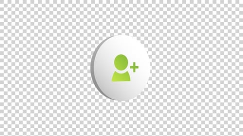 Animated 3D User Icon With Plus Sign Rotation