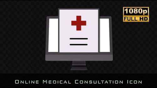 Flat Design Medical Document on Monitor Animation
