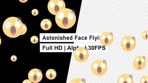 Astonished Wow Face Emoji Flying with Alpha