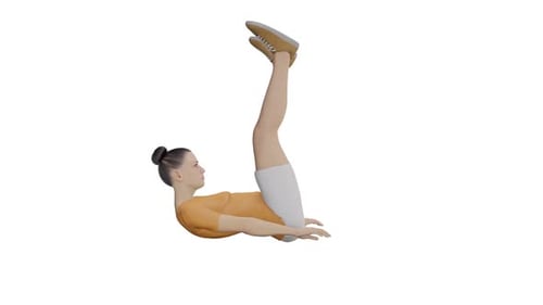 Animated 3D Woman Performing Core V-Up Abdominal Exercise
