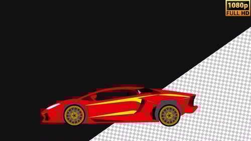 Lamborghini Car 2D Animation | Alpha Channel