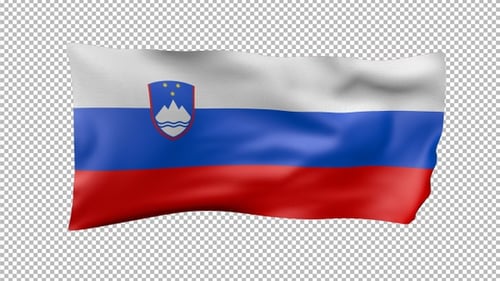 Slovenia National Flag Waving Realistic 3D Animation