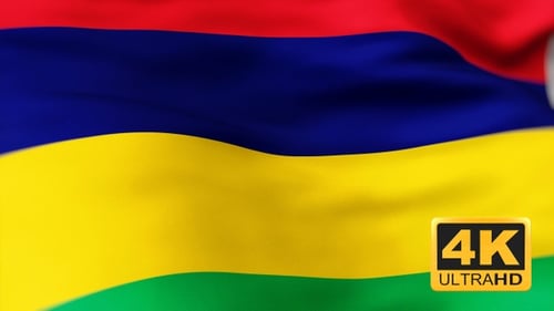 Mauritius National Flag Waving Animation