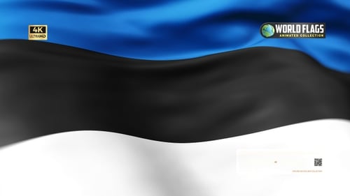 Realistic Waving Flag of Estonia Loopable Background Animation