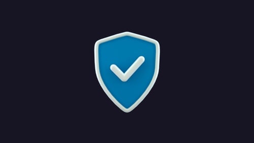 Animated 3D Security Shield with Checkmark for Validation
