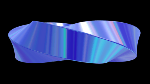 Torus Circle Twist Blue Metal Steel Glossy Glass Reflect Reflection Chrome Holographic Hologram 4