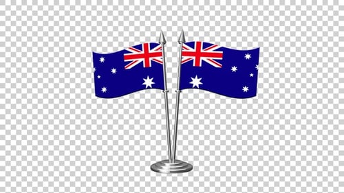 Animated Waving Australian Flags on Desk Poles