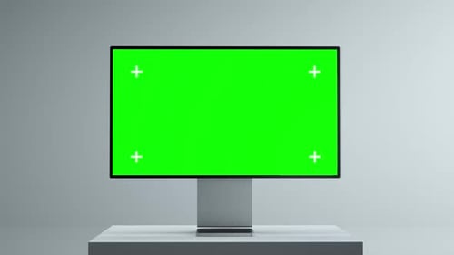 Green Screen Monitor Zoom Out | Minimal 3D Mockup Footage