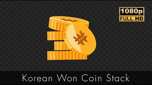 Animated Korean Won Gold Coin Stack Icon