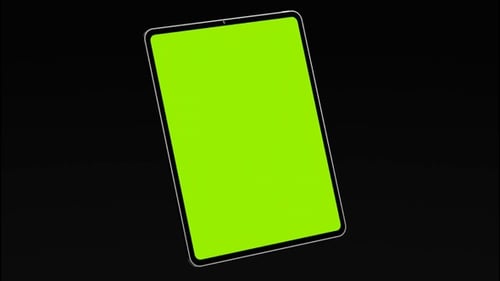 Green Screen Tablet Rotating at Black Background