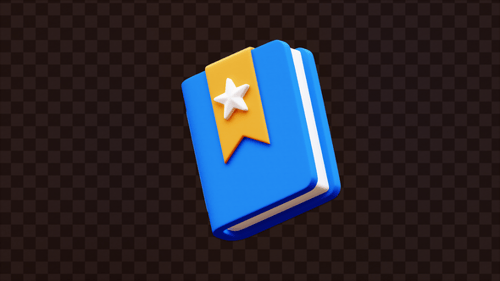 3D Book With Star Bookmark Icon Animation