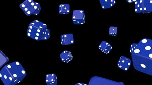 Abstract Blue Dice Falling Down Animation