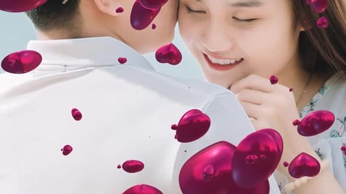 Falling Glossy Pink Liquid Hearts Animation