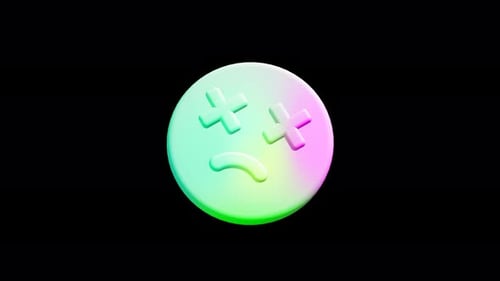 Abstract Gradient 3D Rotating Dead Face Emoji