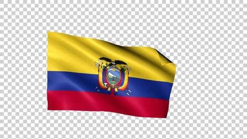 Waving Ecuador Flag Animation with Alpha Channel