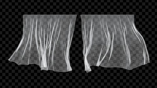 White Transparent Curtains Blowing in Wind Alpha Overlay