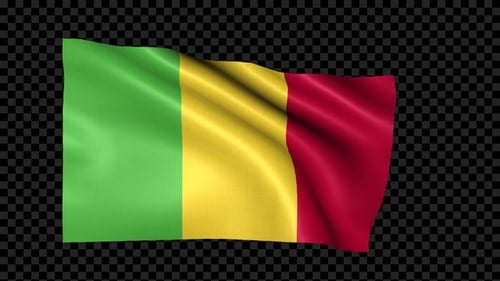 Seamless Loop Waving Flag of Mali with Alpha Channel
