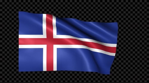 Waving Iceland Flag with Alpha Channel Loop