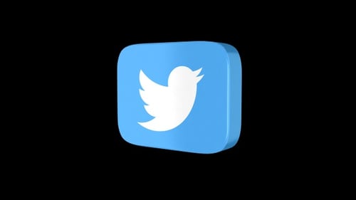 3D Rotating Twitter Social Media Icon Logo