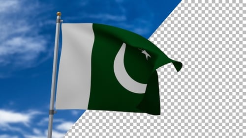 Realistic Pakistan Flag Waving Loop with Alpha Channel