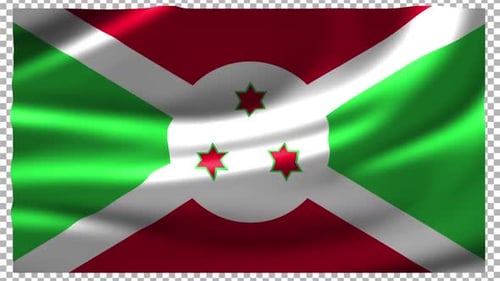Waving Burundi Flag Animation with Alpha Channel Loop