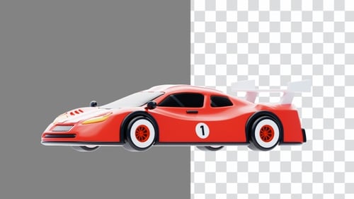 3D Animation of Orange Racing Car Model High Speed Automotive | Alpha Channel