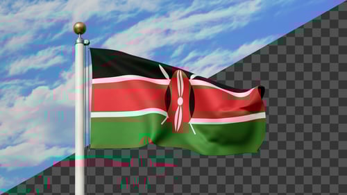 Realistic Waving Kenyan Flag Animation with Alpha Channel