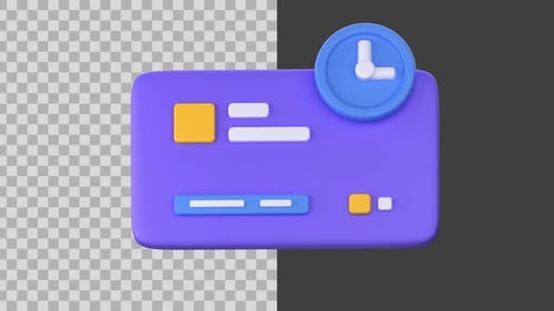 3D Animated Credit Card with Clock Icon