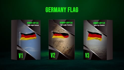 Realistic German Flag Waving Loop Animation with Alpha Channel