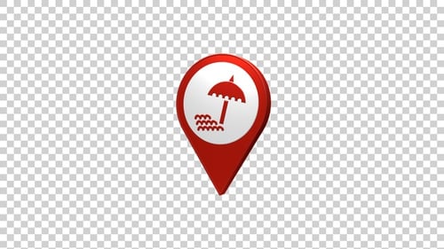 Strandkarte, Pin, Standortsymbol, Rot