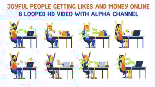 Animated Flat Design Characters Working and Celebrating Success