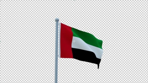 United Arab Emirates Flag Waving with Alpha