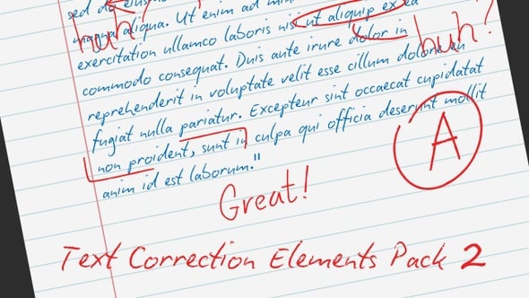 Animated Handwritten Correction Marks and Grades Pack, Elements Motion ...