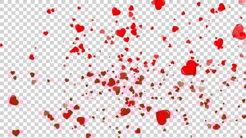 Falling Red Hearts Particle Animation