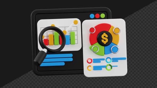 3D Business Analytic Looping Animation with Transparent Background